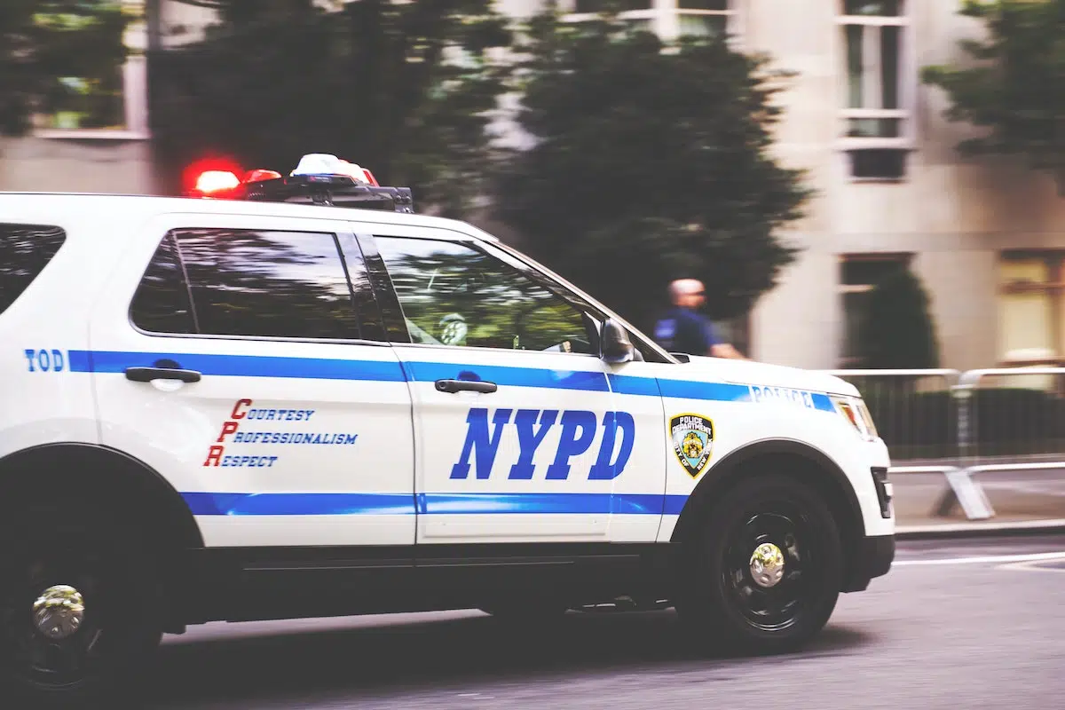 NYPD with flashing lights