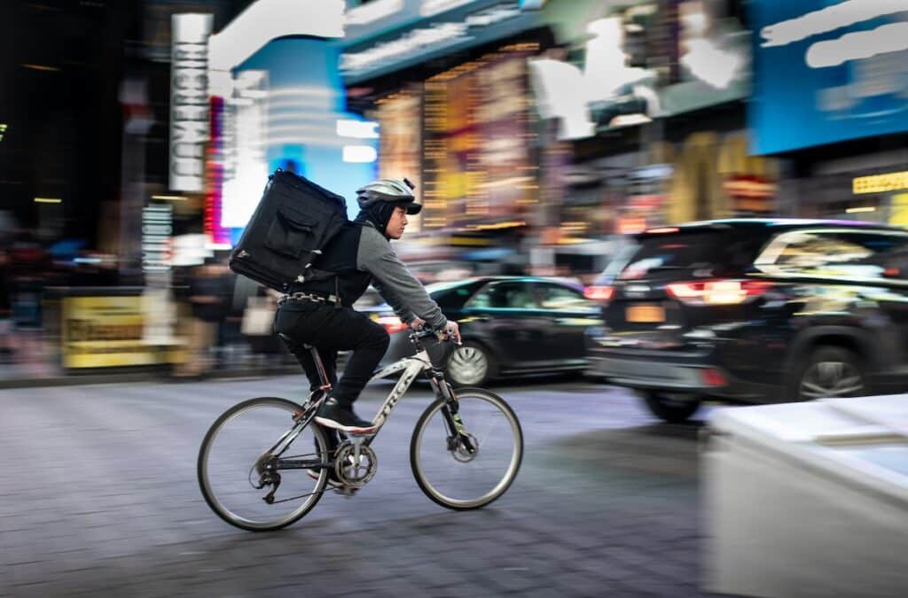 Delivery on bicycle in NYC