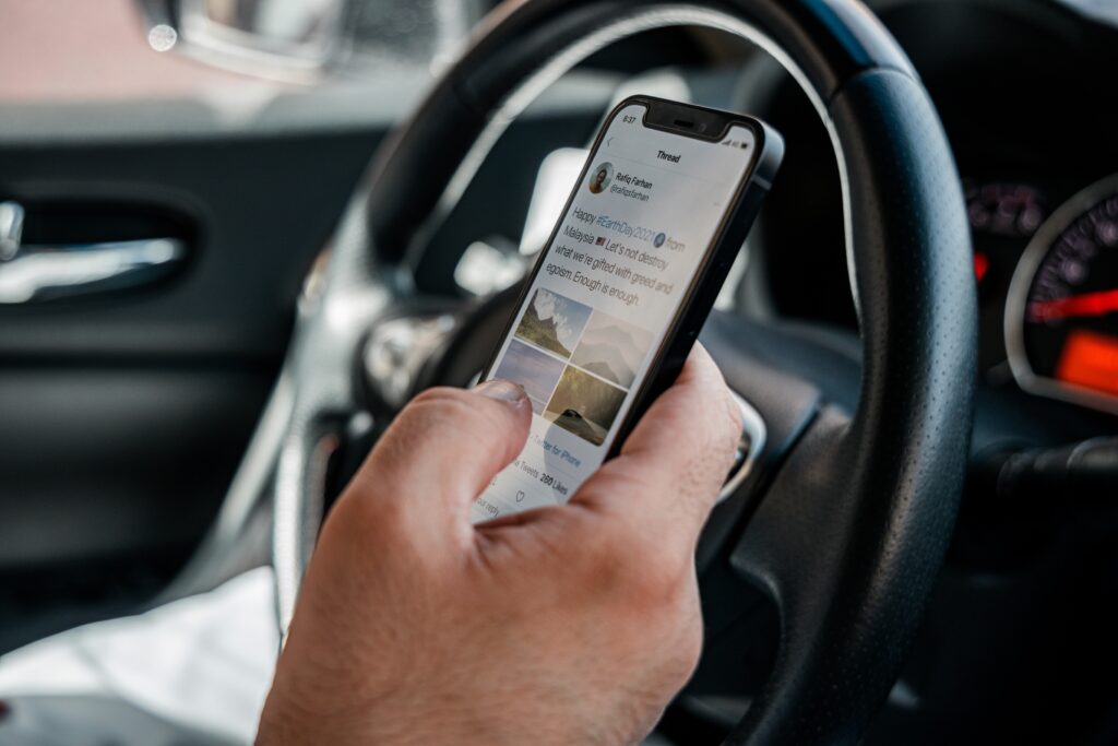 Using a cell phone inside a car